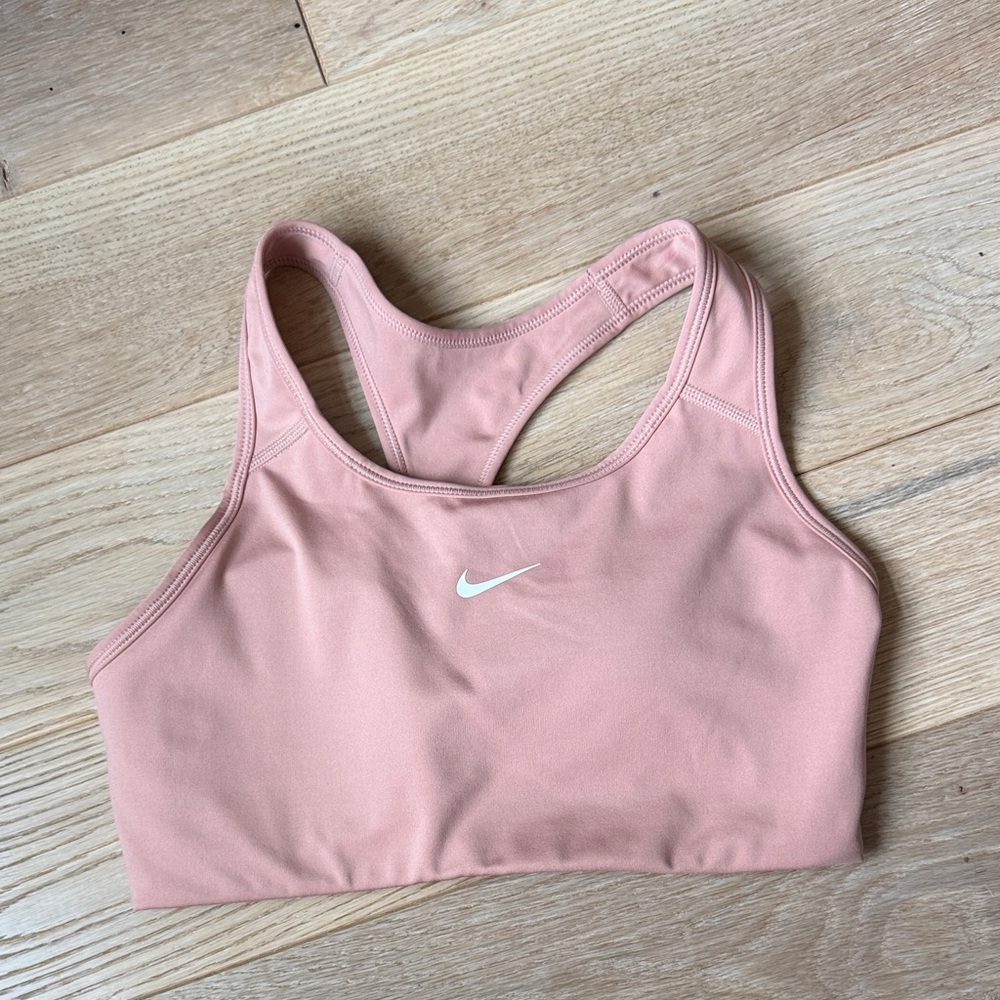 Nike Pink Racerback Sports Crop Top with White Swoosh